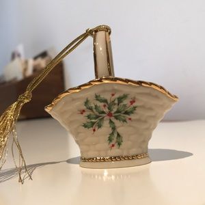 Lenox Holly and Berries Basket Christmas Ornament
